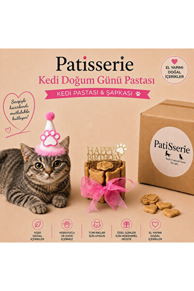 Patisserie Store Kediler Için Doğum Günü Seti (pembe) - Doğum Günü Pastası, T...