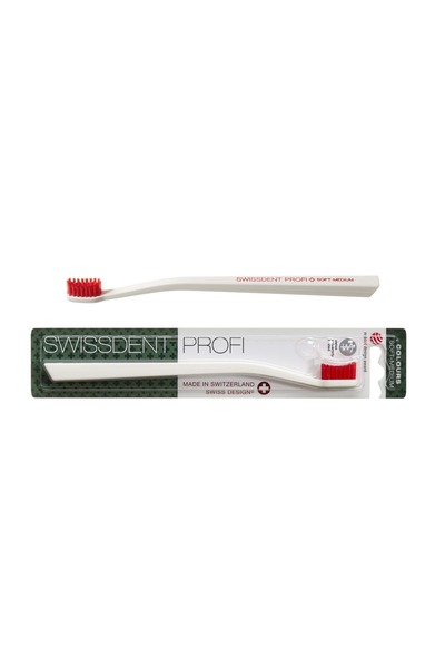 Swissdent Profi Colours зъбен четкач белтък меко-среден Бял и червен