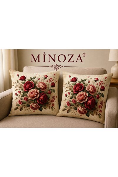 MİNOZA Set de 2 huse decorative pentru pernă, cu modele imprimate digital / T...