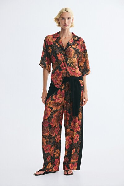 H&M Yanları Şeritli Viskoz Pantolon