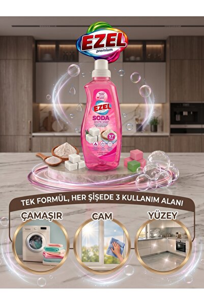 Premium Soda & Beyaz Sabun Sıvı Çamaşır Deterjanı 1.5 Lt - Pembe (37 Yıkama)