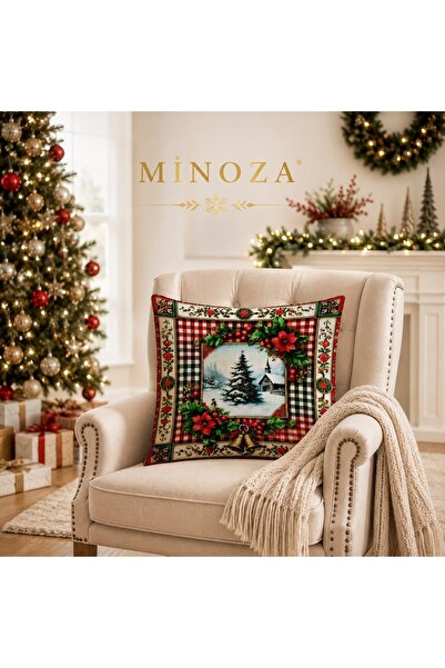 MİNOZA Digital Printed Double-Sided Christmas Patterned Decorative Throw Pill...