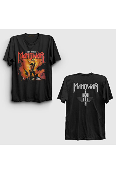 Presmono Unisex crni Kings Of Metal Manowar leđa Štampano T-shirt 517150tt