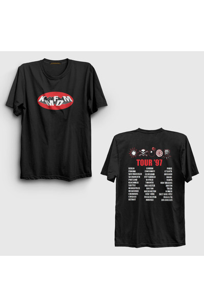 Presmono Unisex Siyah Tour 97 Rock Kmfdm Sırt Baskılı T-Shirt 540288tt