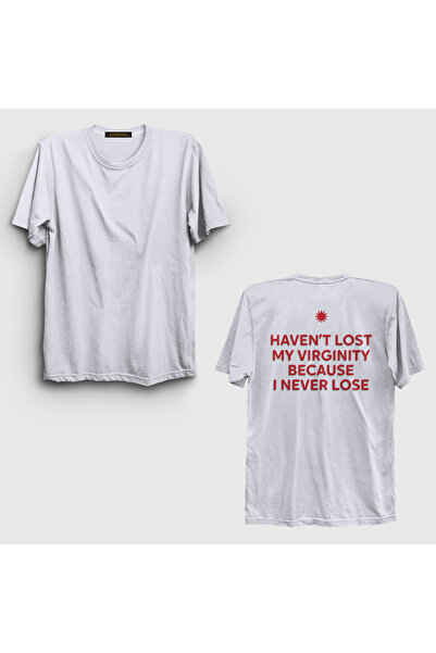 Presmono Unisex White because I Never Lose Virginity Back Printed T-Shirt 565...