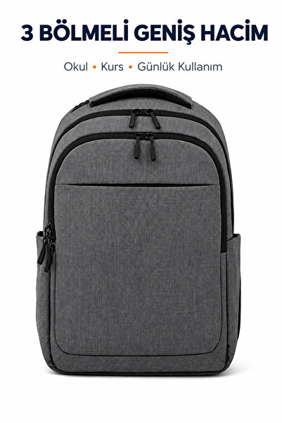 louisiana polo 3 Bölmeli Okul Sırt Çantası (Laptop Bölmeli) Gri 2140
