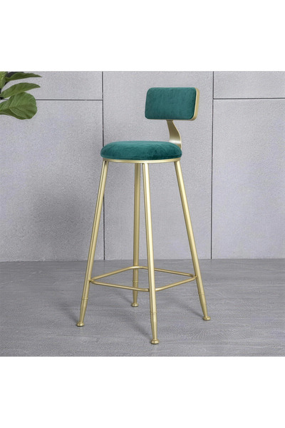 GoldenLike Adjustable Velvet Bar Stool with Quilted Backrest and Gold Finish ...
