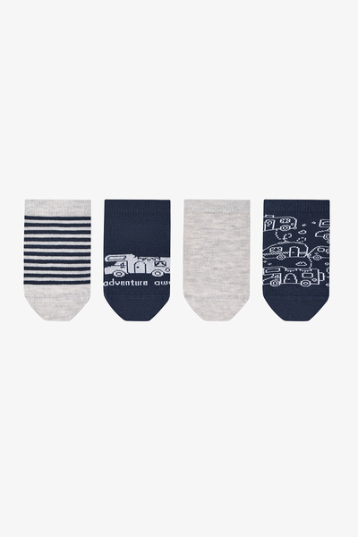 Penti Boy's Blue Adventure Awaits Car Patterned 4 Pairs of Booties Socks