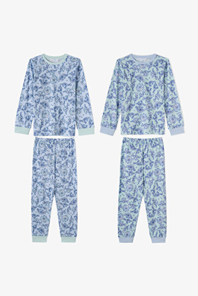 Penti Erkek Çocuk Mavi Historical Dinos Pamuklu Uzun Kollu 2'li Pijama Takımı