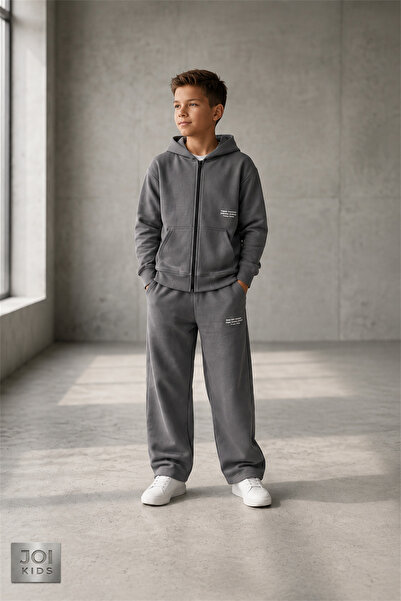 Joi Kids Erkek Çocuk Fermuarlı Kapüşonlu Sweatshirt ve Bol Paça Eşofman Altı ...