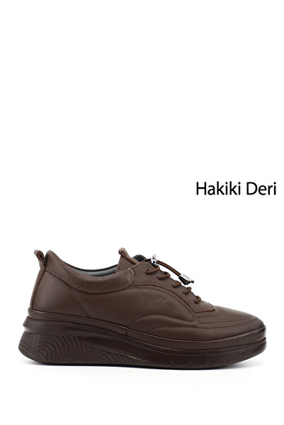 GÖNDERİ(R) Women's Brown Lace-Up Genuine Leather Sneaker