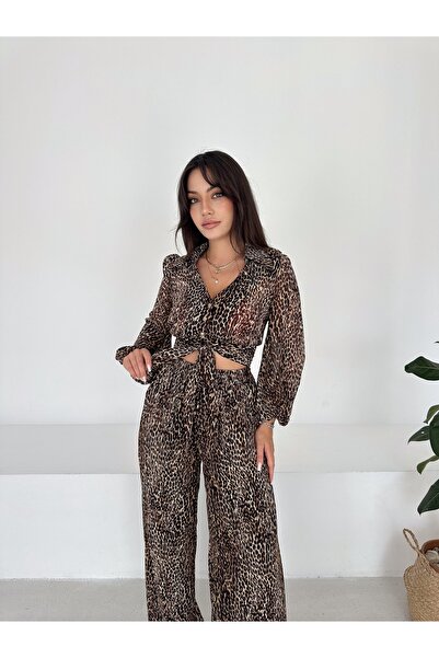 VUNTAL Luna Leopard Chiffon Double Set