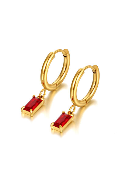 Choice E22019G-Red Lokaer Stainless Steel Geometric Square Hoop Earrings Blac...