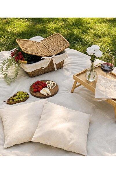 Divanest Otantik Piknik Seti Rattan Kapaklı Sepetli Piknik Örtüsü 6 Parça (SE...