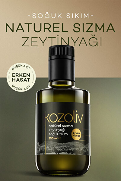 kozoliv 2025-26 Yeni Sezon Erken Hasat Soğuk Sıkım Zeytinyağı 250 ML Cam Şişe