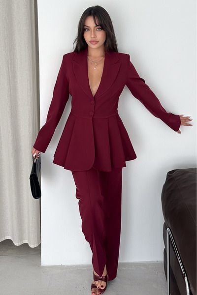 VUNTAL Volanlı Blazer İkili Pantolonlu Takım