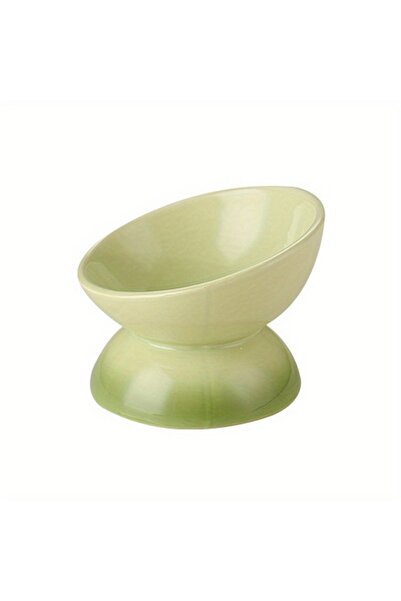 Choice green Ceramic Cat Bowl Pet Accessories Drink Water Bowl Diagonal High ...