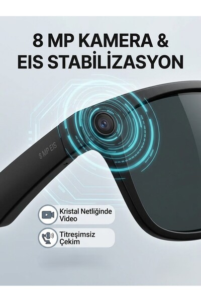 EN SİGA Yapay Zeka 8 MP Kameralı Akıllı Gözlük EIS WiFi Bluetooth Çeviri Sesli Asistan Şarj Kutulu