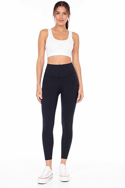 rekor sports Women's Black Korean Leggings High Waist Stretchy Gathering Look...