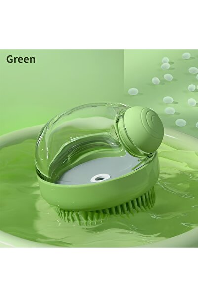 choice2 Green Dog Bath Brush with Soap Dispenser Silicone Bristle Pet Groomin...