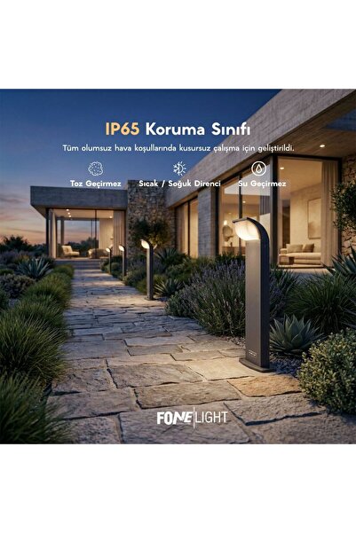 FoneLight Naja 50 cm LED Bahçe Bollard Aydınlatma Direği Antrasit Alüminyum I...