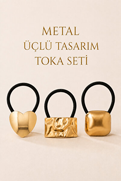 ÖZÇTAKI Lüks Kadın Metal 3'lü Toka Seti – Şık Tasarım Saç Tokası – Lastikli M...