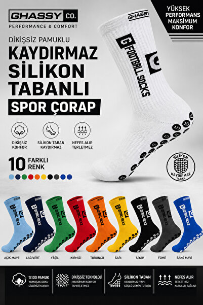 GHASSY CO Ghassy Co. Erkek Kaydırmaz Tabanlı Futbol Koşu Fitness Pamuklu Spor...