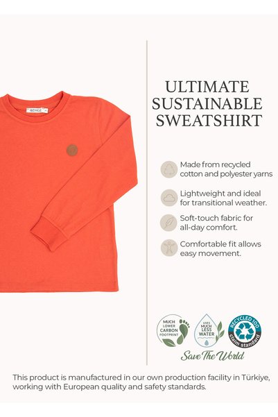 Ozmoz By Mukadder Özden Sürdürülebilir Turuncu Baharlık Erkek Çocuk İnce Sweatshirt