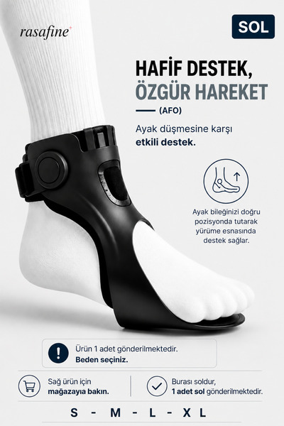 rasafine AFO Ayak Düşmesi Sol Destek Aparatı – Ayak Bileği Sabitleyici, İçe D...