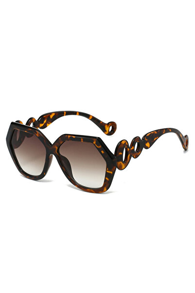 Choice6 Leopard tea 2025 Hexagon Women Sunglasses Brand Designer Color Patchw...