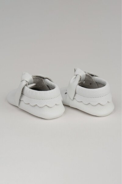 Beybium Lily Genuine Leather Heart Baby Girl Moccasins White