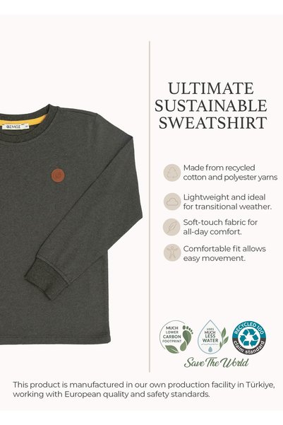 Ozmoz By Mukadder Özden Sürdürülebilir Koyu Yeşil Baharlık Erkek Çocuk İnce Sweatshirt