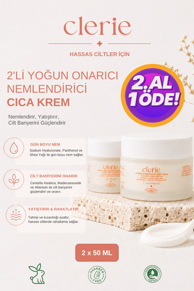 Clerie Cica Yüz Kremi, Yoğun Nemlendirici, Bariyer Destekleyici, Centella Mad...