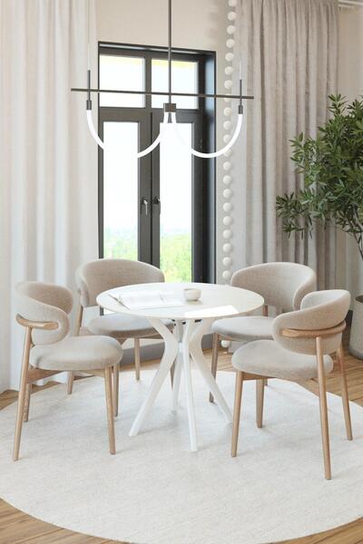 PLASMOB 90x90cm Yuvarlak Masa(Sadece Masa) Traverten Mutfak Masası-Balkon Mas...