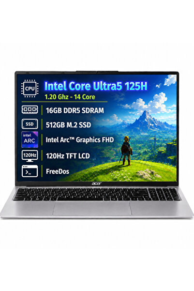 ACER Aspire Lite AL16-51P-580H NX.DCLEY.001 Ultra5 125H 16GB 512SSD 15.6" Ful...