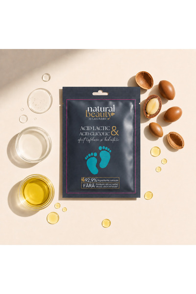 Natural Beauty by Laura Baldini Masca servetel exfolianta pentru picioare, 92.9% ingrediente naturale, VEGAN