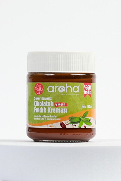 AROHA Çikolatalı Fındık Kreması %72 Fındık (STEVİALI) Şeker Ilavesiz 2'li Paket (180 G x 2 adet)