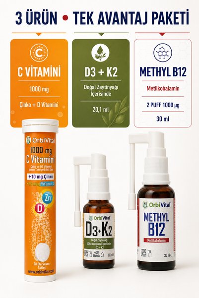 OrbiVital Advantage Package Vitamin C + Vitamin D3K2 + Vitamin B12