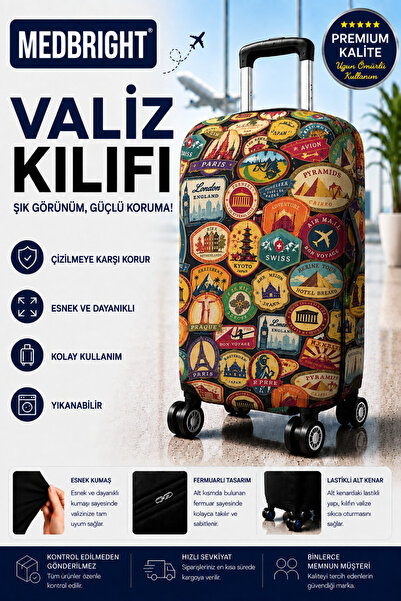 MEDBRIGHT Valiz Kılıfı Bavul Kılıfı Likralı Esnek Kumaş Ve Dayanıklı Valiz Kı...