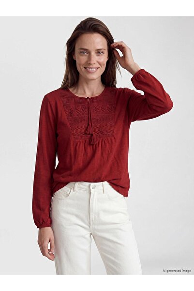 LC Waikiki Bluză cu guler legat și broderie (W6)