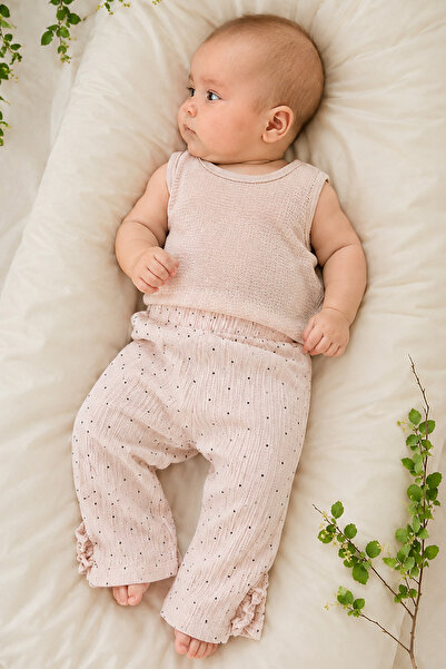 Rocha Baby Muslin Polka Dot and Ruffle Detailed Zero Sleeve 2-Piece Baby Girl...