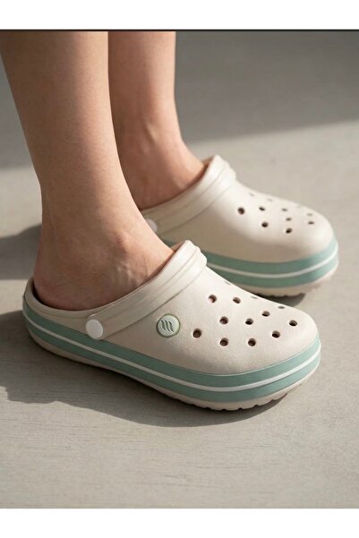 Akınal Bella Terlex White Water Green Unusex Cros Slippers