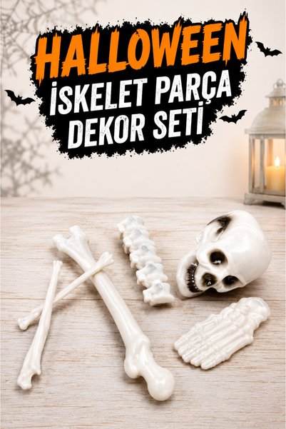 Huzur Party Store Beyaz Renkli Dekoratif Iskelet Seti Halloween Partisi Cadıl...