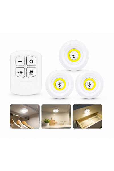 LEOXOL Wireless LED Cabinet Light | 3pcs Remote Control Puck Lights | COB Sti...