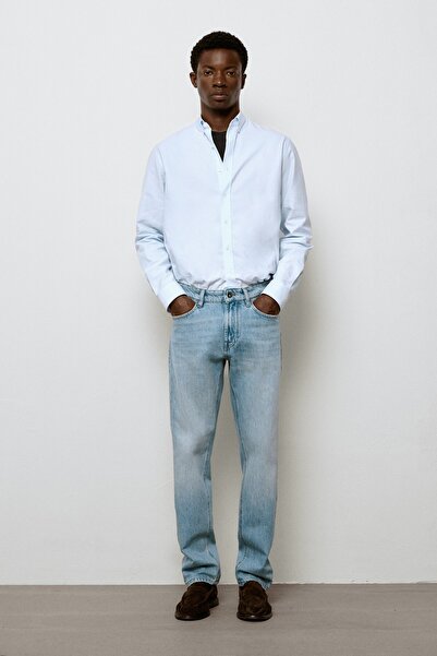 Massimo Dutti Tapered fit soluk efektli jean