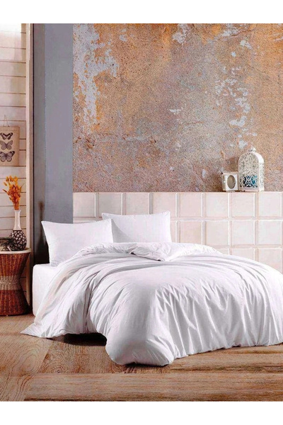 NİVEMESHOME طقم سرير مزدوج أبيض 100% قطن