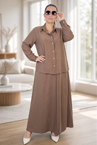 yagmurberen Button-Front Long Sleeve Shirt with Elastic Waist Pocket Pocketed...