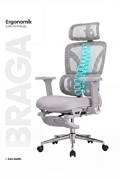 KARR OFFICE Braga Ergonomik Çalışma Koltuğu - Gri