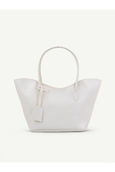 SHAKA White Shk284 Large Volume, Zippered, Oversized, Shopper Shoulder Bag