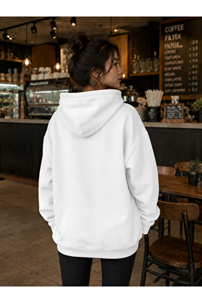SOFT AURA Kadın Beyaz Kapüşonlu Sweatshirt Balance